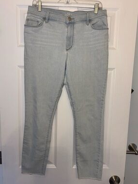 Light wash ankle jeans loft modern skinny raw hem 10